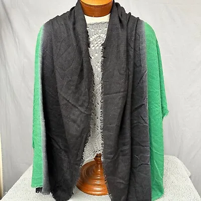 Bajra Cashmere Rectangle Scarf Wrap Shawl Womens Green Black • $95