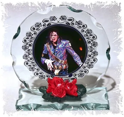 Michael Jackson Billie JeanTribute Cut Glass Round Plaque Limited Edition • $37.32