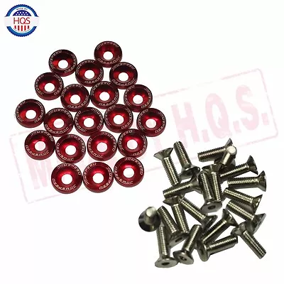 20 Pcs Red  Billet Aluminum Fender/bumper Washer/bolt Engine Bay Dress Up Kit • $8.86