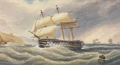 Naval Watercolour HMS Nile 1873 Off Torbay Devon By C P Williams • £245