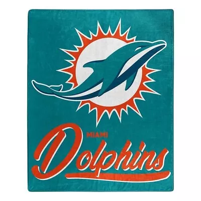 Miami Dolphins 50  X 60  Signature Design Soft Raschel Blanket Northwest • $39.99