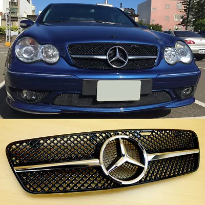 2001-2007 Benz C-Class W203 C200 C240 C280 C320 Piano Black Front Grille • $178.95