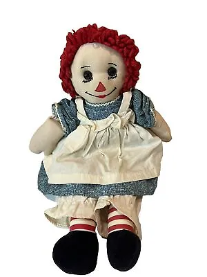 Vtg 70’s Raggedy Ann Plush Doll Red White Blue Button Eyes I Love You 15” Toy • $12.50