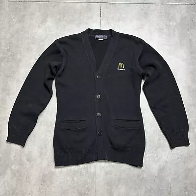 Vintage McDonalds Andrew Rohan Knit Cardigan Sweater Size M Black Made In USA • $27.88