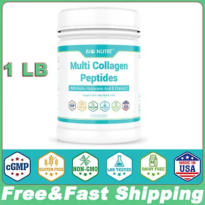 1lb Multi Collagen Peptides Protein Powder–5 Types (I II III V X) Unflavored • $19.99