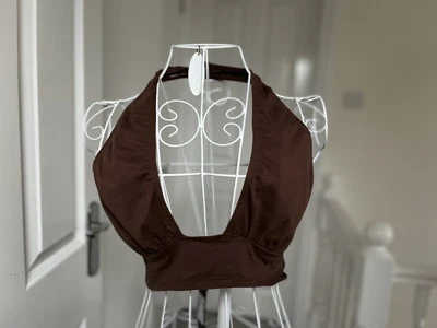 £4 • Buy Brown Motel Halter Neck Bra Top