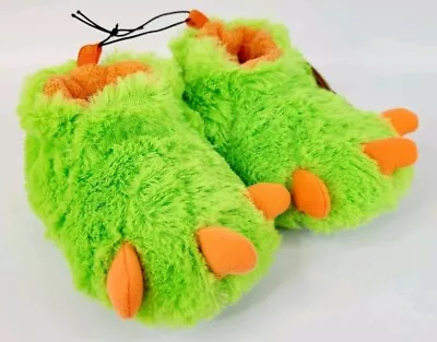 Dinosaur Dragon Monster Feet Faux Fur Slippers Toddler Sz 2 Costume Dress-Up • $14.95