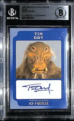 TIM DRY 2021 Star Wars Signature Series Blue Signed Card J'Quille BAS Slabbed • £76.25