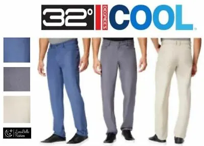 32 Degrees Cool Mens Tweed 5-Pocket Soft Stretch Performance Pants Tan Blue Gray • $22.95