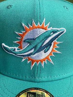 Miami Dolphins Adult Size 8 Fitted Hat Cap New Era 59Fifty NFL Cloud Icon • $49.97