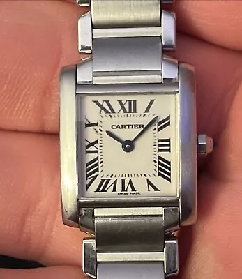 Cartier Tank Francaise 2384 Steel White Roman Dial Ladies Quartz 20mm Watch • $1899