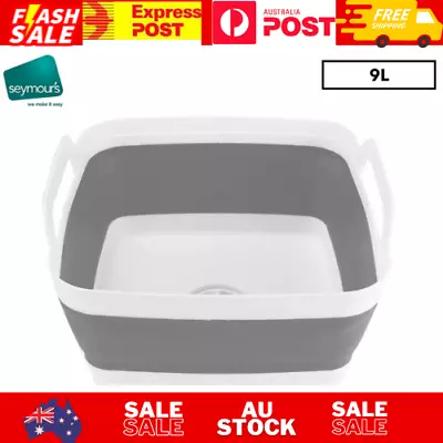 9L Collapsible Camping Sink With Drain Plug Pop Up Wash Tub Caravan Dirty Dishes • $20.88