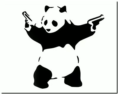 BANKSY STREET ART CANVAS PRINT Panda Bear Guns 36 X 24  Stencil Poster • $49.49