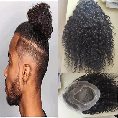 Kinky Curly 12 Inch Long Human Hair Toupee For Men 10x8 Hairpiece Human Hair Wig • $461.97