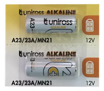 23A L1028 A23 V23GA LRV08 MN21 | UNIROSS | Alkaline Battery | 12v |1 X Pack Of 2 • £2.69