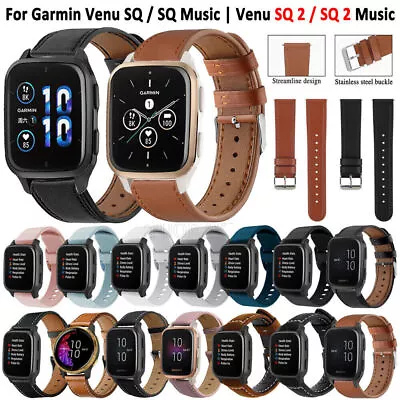 Leather Strap For Garmin Venu SQ SQ 2 Music Forerunner 645 245 55 158 Watch Band • $5.27
