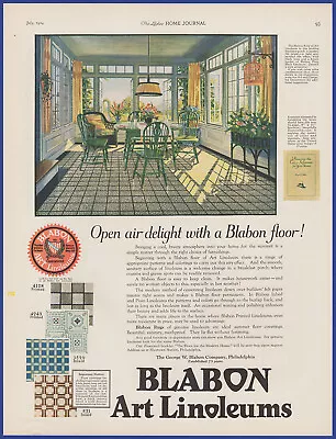 Vintage 1924 BLABON Linoleum Flooring Sunroom Home Décor Ephemera 20's Print Ad • $11.21