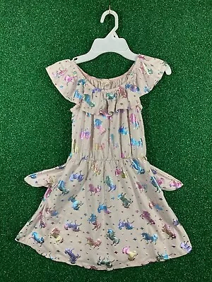 Girls Emma & Elsa White Sleeveless Unicorn Dress Size 6X Multi Colors Ruffle Top • $5