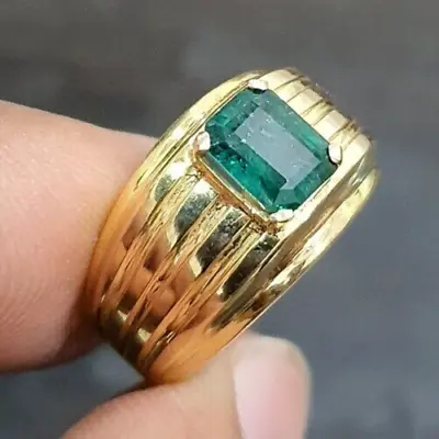 Mens Emerald 14k Gold Ring Natural Emerald Handmade Gold Ring For Man • $550