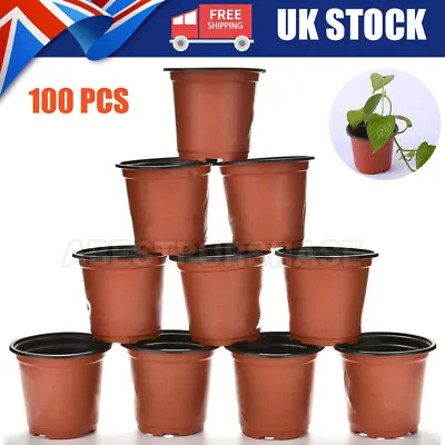 100PCS Plastic Plant Pot Flower Pots Garden Seedlings Nursery Nutrition Pots UK • £7.49
