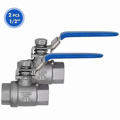 2P 1/2  Ball Valve Full Port316 Stainless Steel 1000 WOG For Water Oil2PACK • $19.99