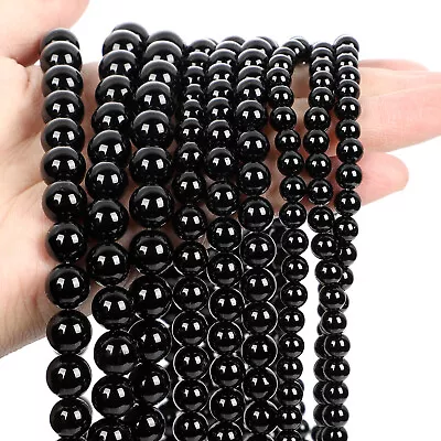 Bright Onyx  Natural Stone Beads Agates Round Loose Spacer Bead Making Bracelets • $1.03