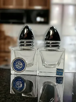 Vintage Mid Century I W Rice Hand Cut Glass Salt And Pepper Shakers EUC • $9