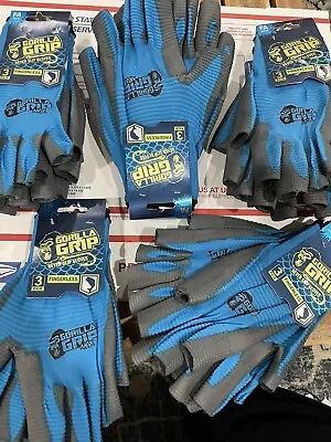 5X 3 Pairs Gorilla Grip Fingerless Never Slip Gloves OSFM Fishing boating Blue • $79.99