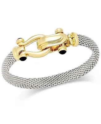 Mens Cuban Rope Bracelet Diamond Cut Gold Tone Real And 925 Silver Plated Italy • $9.99