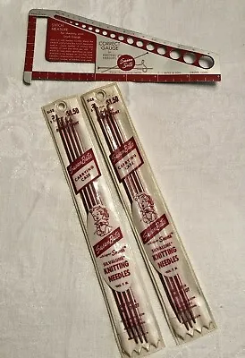 Vtg Susan Bates Correct Gauge Stitch Measure Ruler & Knitting Needles Sz 3 EUC • $10.99