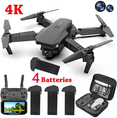 4k HD Wide Angle Dual Camera Rc Drone Foldable FPV WiFi Quadcopter + 4 Batteries • $31.99