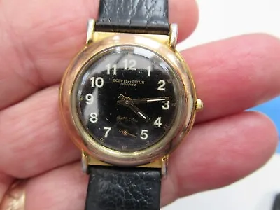 £5.35 • Buy Sovvil Et Titus Roma 1887 Gold Tone Case & Black Strap Quartz Watch 53-8085a-23