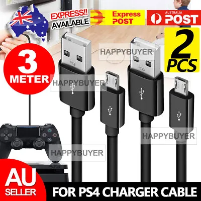 $6.45 • Buy 2x 3M PS4 Controller Cable USB Power Charger Cable For PlayStation 4
