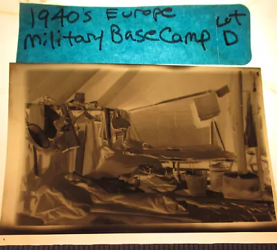 Vintage 1940s Negative Photo 120 Film WWII Military Barracks Tent Sleeping Cots • $12