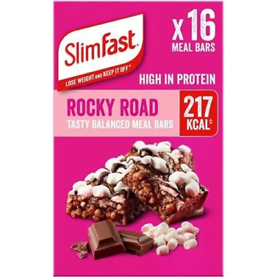 £18.99 • Buy SlimFast Meal Replacemen Bars- Rocky Road 16 X 60g Meal Replacement Bars 217Kcal