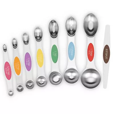 8 Pcs Magnetic Measuring Spoons Set Dual Sided Stainless Steel Small Tablespoon  • $11.54