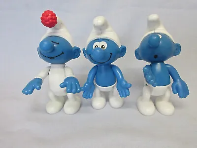 McDonalds Happy Meal Toys Smurfs X 3 From 2002 Approx 4'' • £4.50