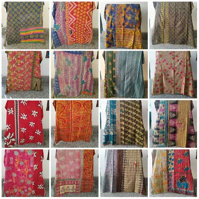 £22.79 • Buy Vintage Kantha Handmade Bedspread Indian Quilt Cotton Blanket Gudari Ralli Throw