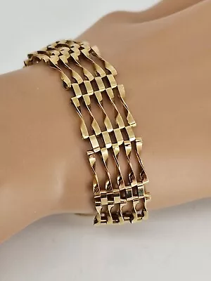 £295 • Buy 9ct Gold Vintage Retro London 1979 5 Bar Gate Bracelet. NICE1