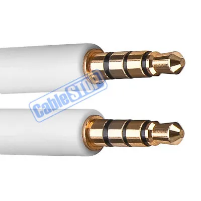 WHITE Short 50cm Slim 4 Pin 3.5mm Headphone Aux Audio Mic 4 Pole Mobile Cable • £92.35