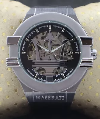 Luxury Maserati Automatic Men Black Dial Leather Band Full Working Wristwatch • $59.99