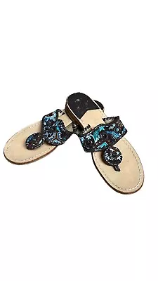 Jack Rogers X Vera Bradley Java Blue Paisley Navajo Classic Flat Sandals Size 8 • $48