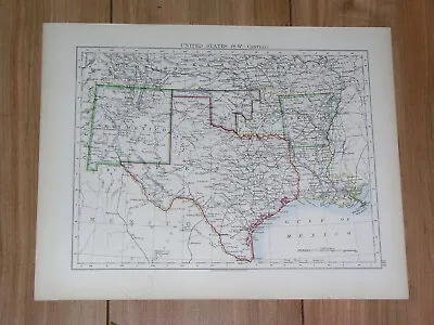 1904 Antique Map Of Texas Oklahoma Indian Territory New Mexico / Verso Mexico • $28.30