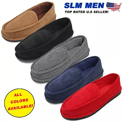 Men's House Slippers Corduroy Moccasin Slip-on Men Indoor Shoes • $12.24