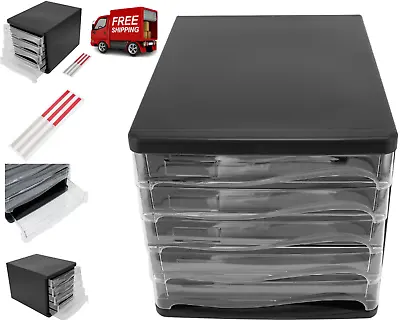 $23.45 • Buy Desktop 5 Tray File Organiser Desk Top Tray Storage Drawer Home Office A4 Papers