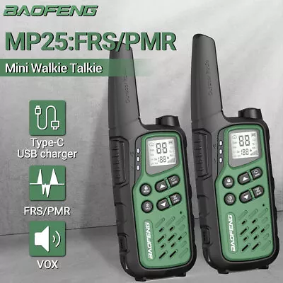 2Pack Baofeng MP25 Long Range FRS Walkie Talkie Mini Two Way Radio Type-C Charge • $23.99