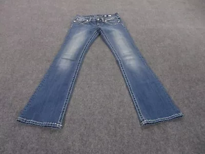 Miss Me Jeans Adult 28 Blue Denim Bootcut Casual Rhinestone Faded Womens • $24.95