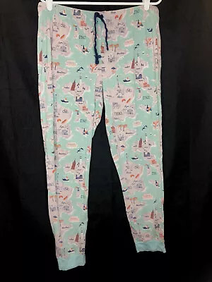 Munki Munki Travel Theme PJ Pants Lightweight Knit Size Large Paris Italy • $14