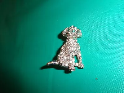 Silvertone Clear & Green Rhinestone Labrador Retriever Dog Pin Brooch • £5.61