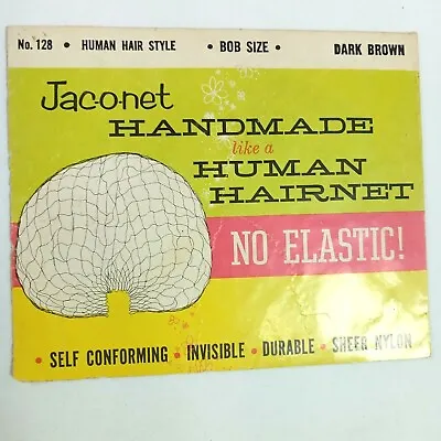 Vintage Jaconet Handmade Hair Net Bob Size No.128 Dark Brown No Elastic • $9.88